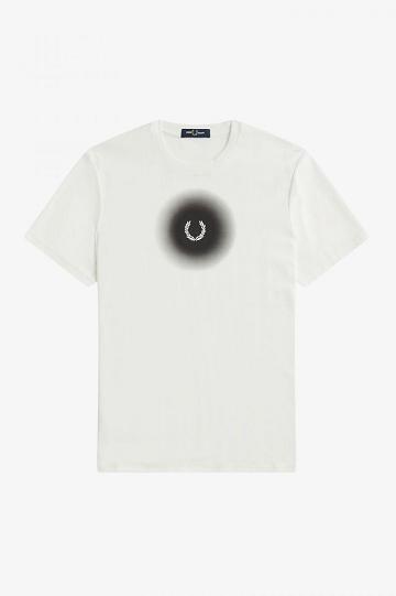 White Fred Perry Ombre Graphic Men's T Shirts | PH 1734BEXC